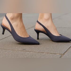 Zara satin-finish slingback pumps-purple-Size  9.5